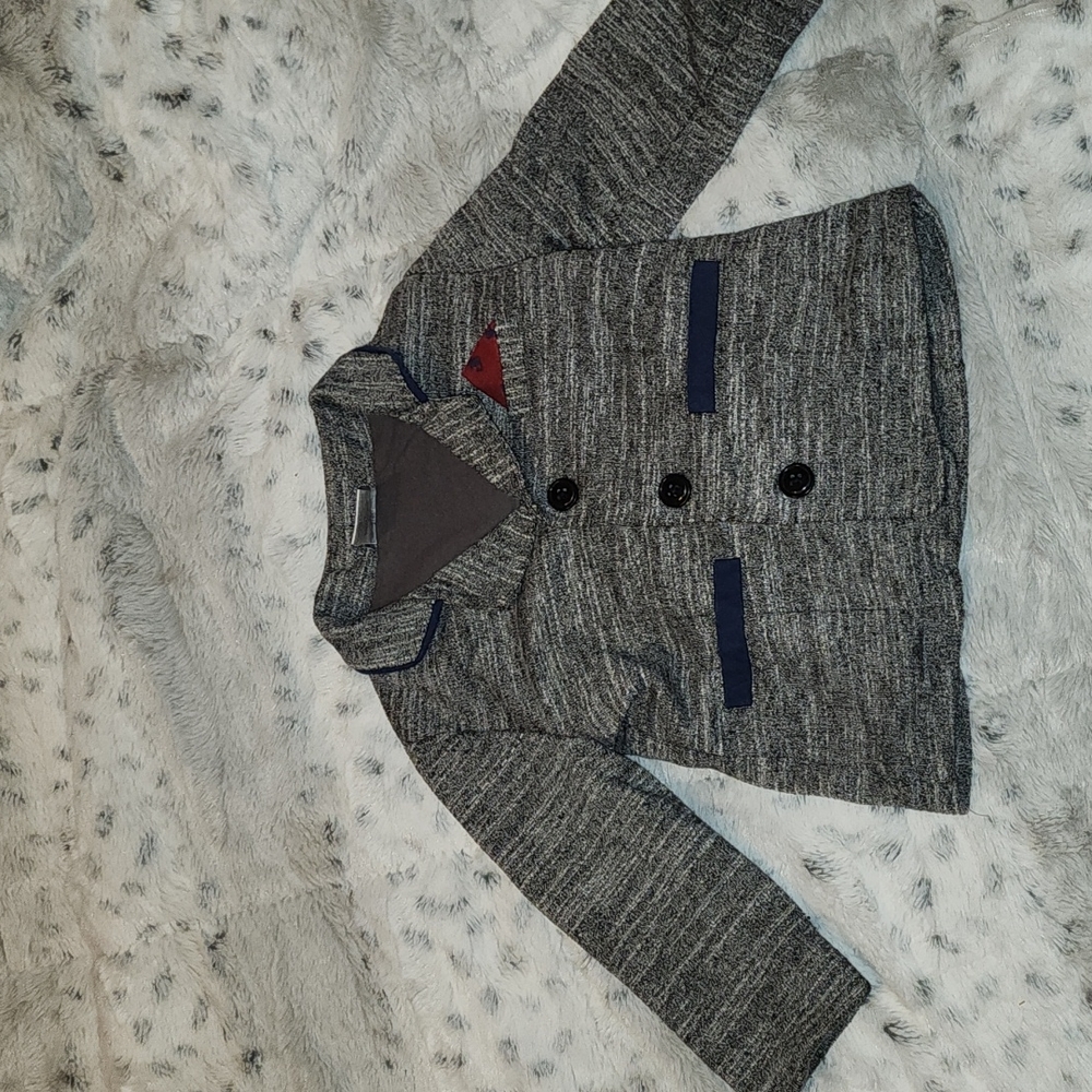 Baby Boyz Heather Gray Sweater Jacket 18mo